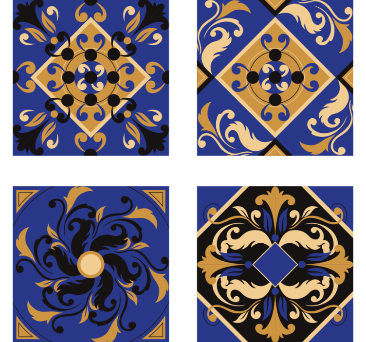Ornamental tile coasters blue - TenStickers