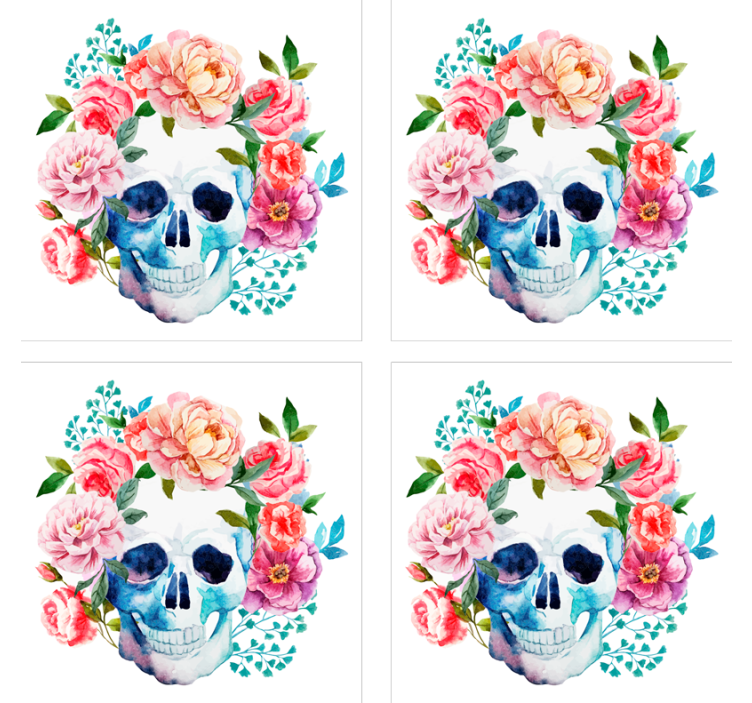 Geek coasters floral skull design - TenStickers