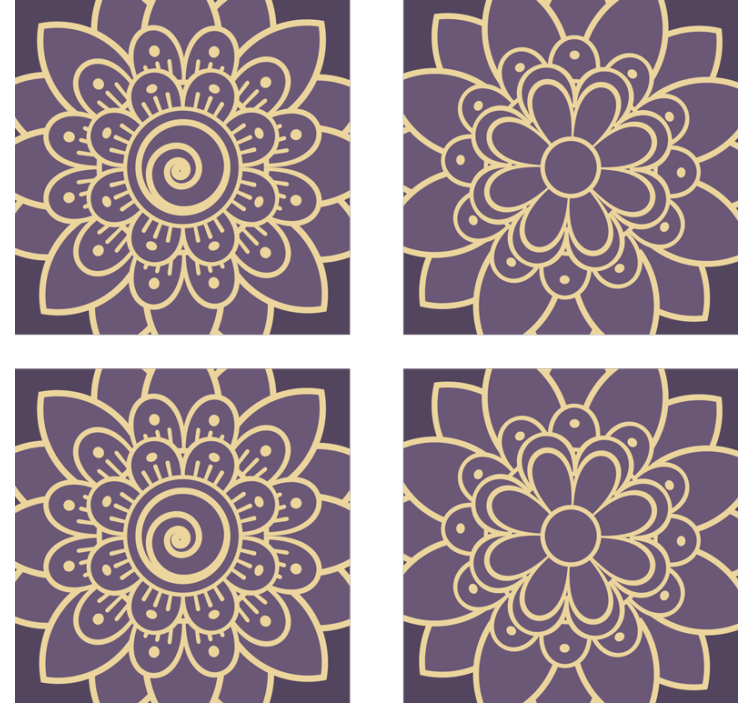 Texture coasters with floral golden patterns - TenStickers