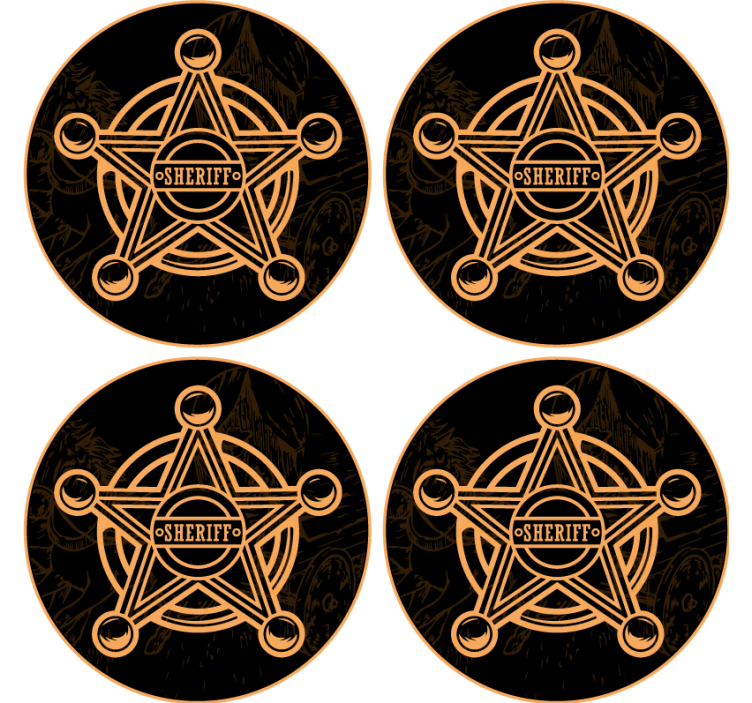 Sheriff star emblem beer mats - TenStickers