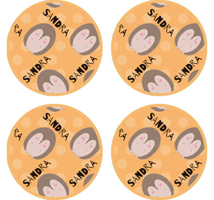 Personalised coasters cute hedgehog design - TenStickers