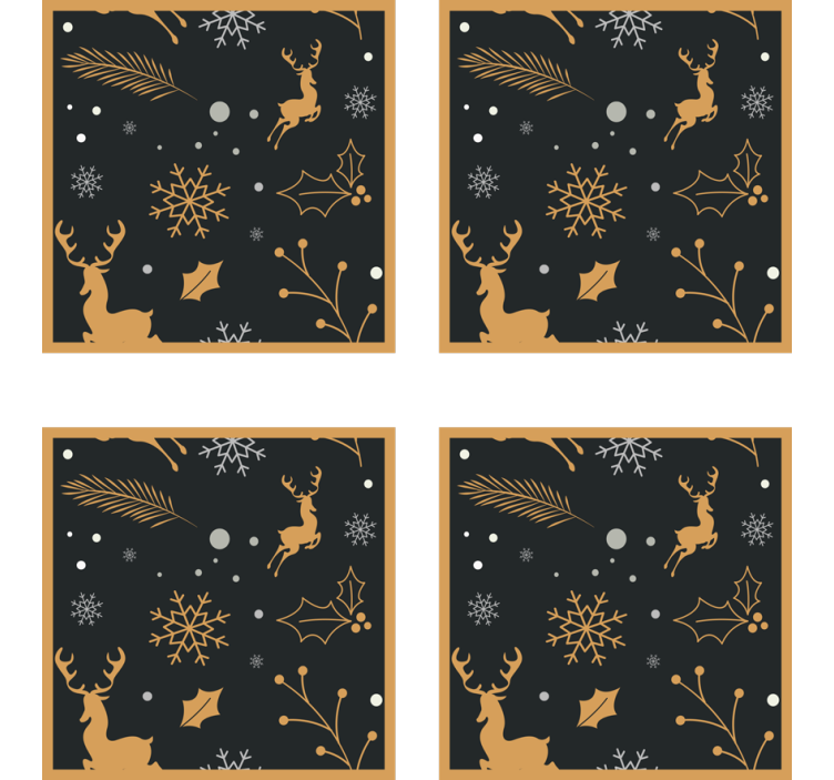 Christmas coaster gold reindeer and snowflakes - TenStickers
