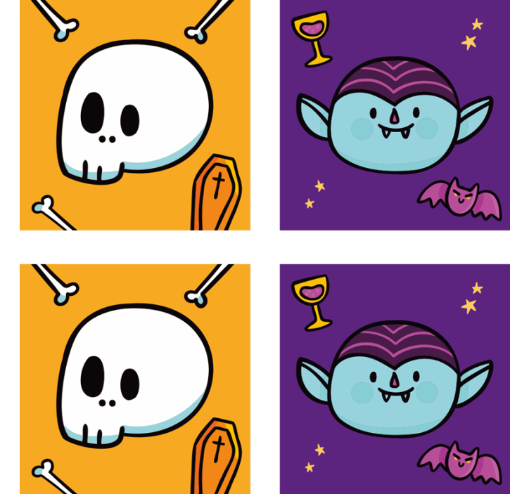 Halloween coaster fun skull vampire faces - TenStickers