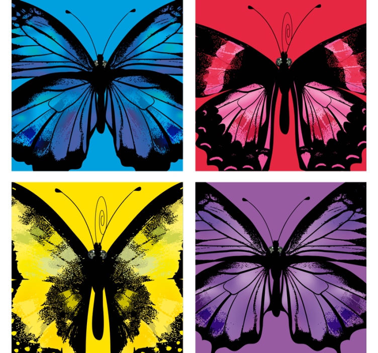 Geek coasters with vibrant butterfly designs - TenStickers