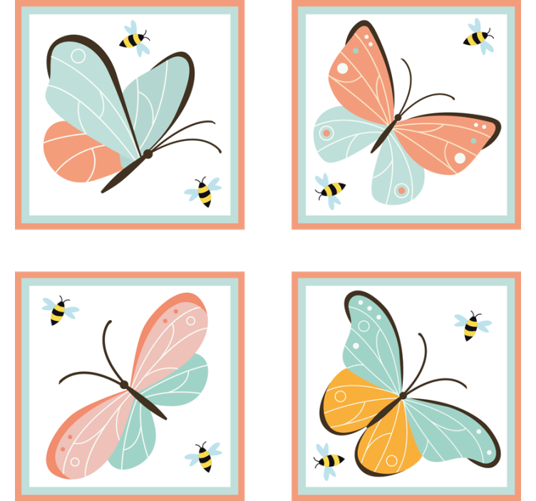 Geek coasters with colorful butterfly design - TenStickers