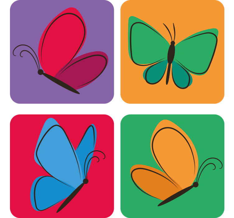 Geek coasters with vibrant butterfly designs - TenStickers