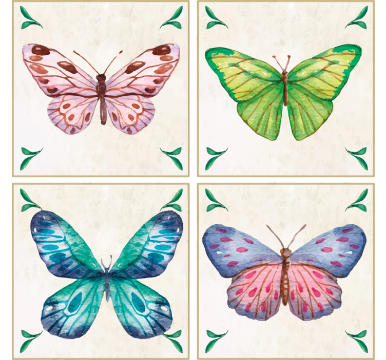 Modern coasters with colorful butterfly design - TenStickers