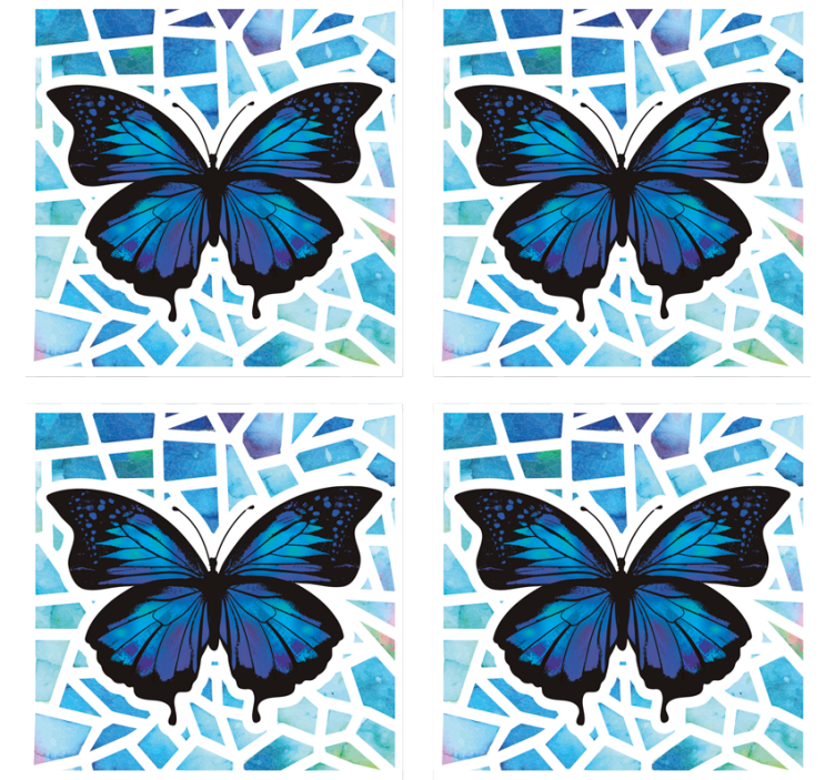Geek coasters butterfly mosaic art - TenStickers
