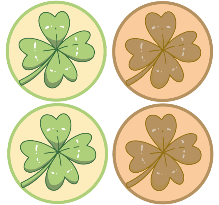 Geek coasters with four-leaf clover designs - TenStickers