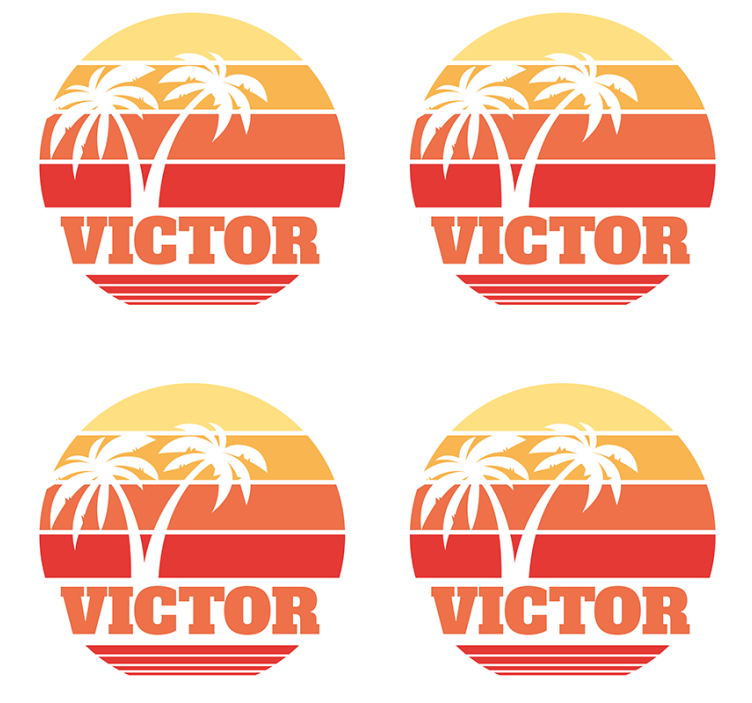 Personalised coasters tropical sunset with palm trees - TenStickers