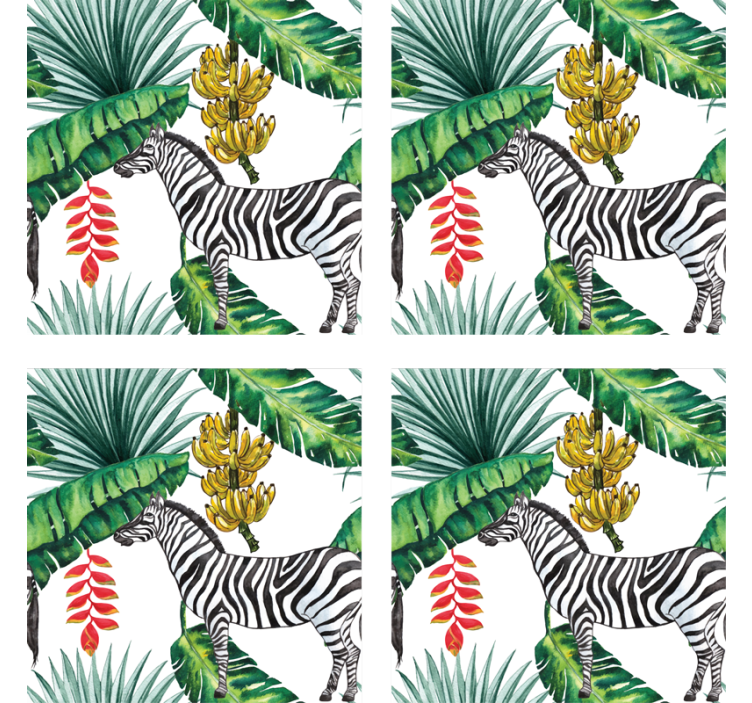 Geek coasters zebra and tropical leaves - TenStickers