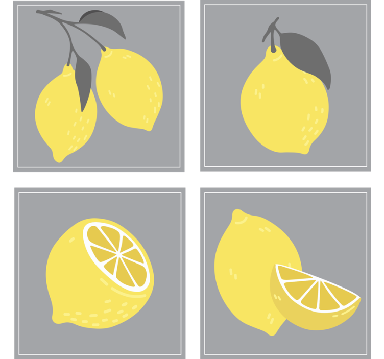 Texture coasters lemon illustration set - TenStickers