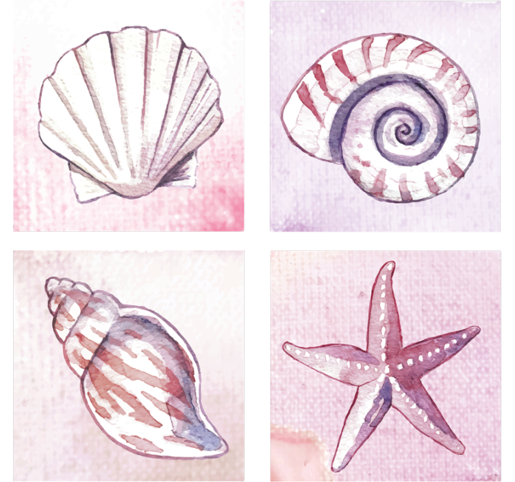 Texture coasters natural shell watercolors - TenStickers