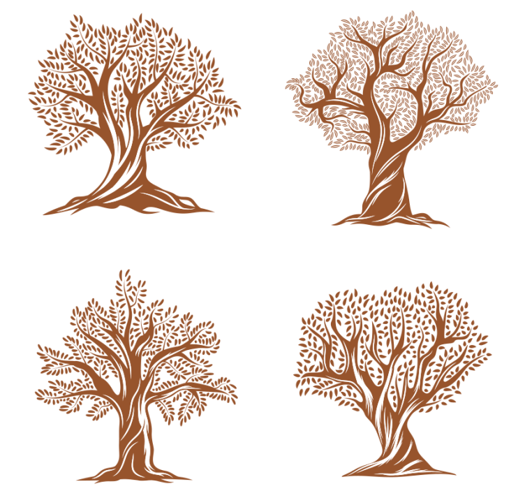 Beer mats with detailed tree silhouettes - TenStickers