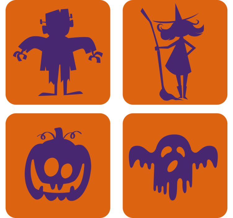 Halloween coaster frankenstein witch pumpkin ghost - TenStickers