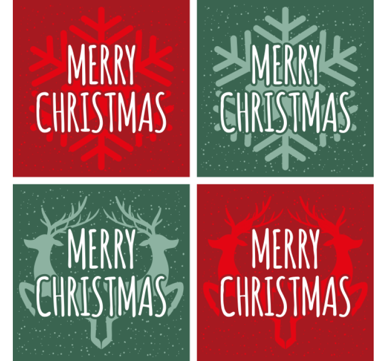Green and red patterns christmas coaster - TenStickers