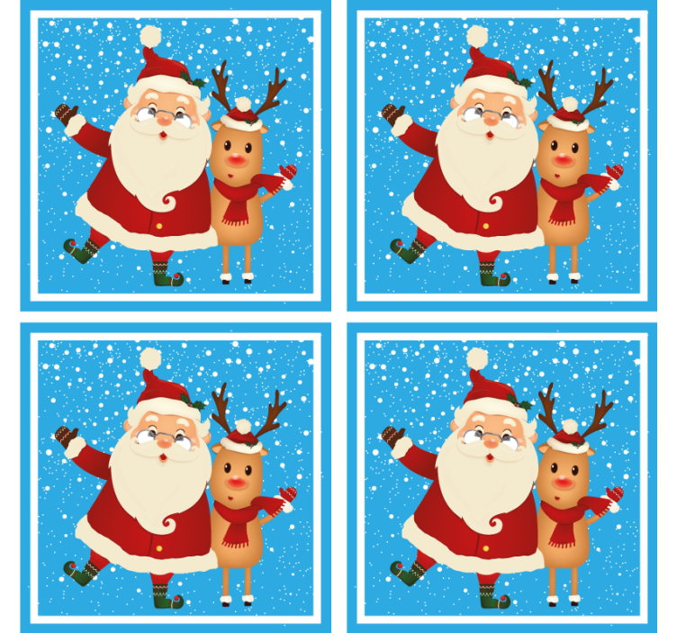 Christmas coaster santa and reindeer - TenStickers