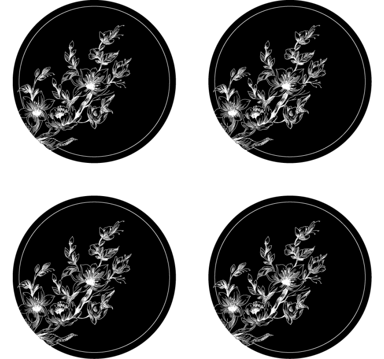 Texture coasters floral line art design - TenStickers