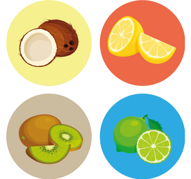 Modern coasters fruit illustrations set - TenStickers
