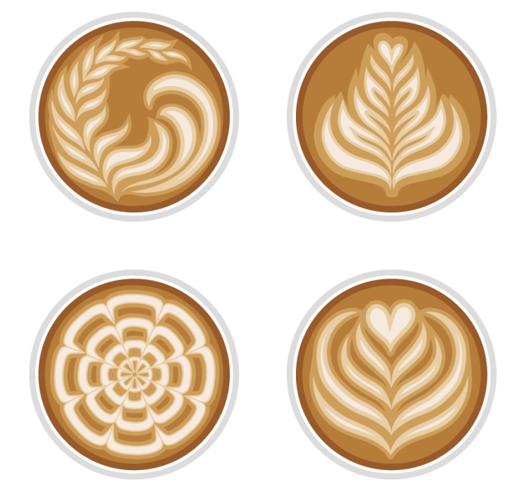 Geek coasters with latte art designs - TenStickers