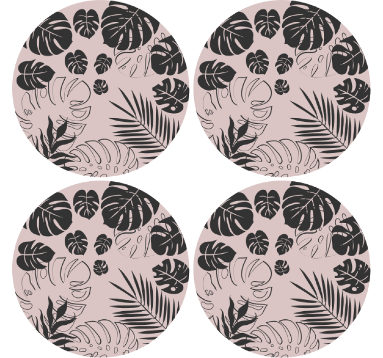 Texture coasters monstera leaf designs - TenStickers