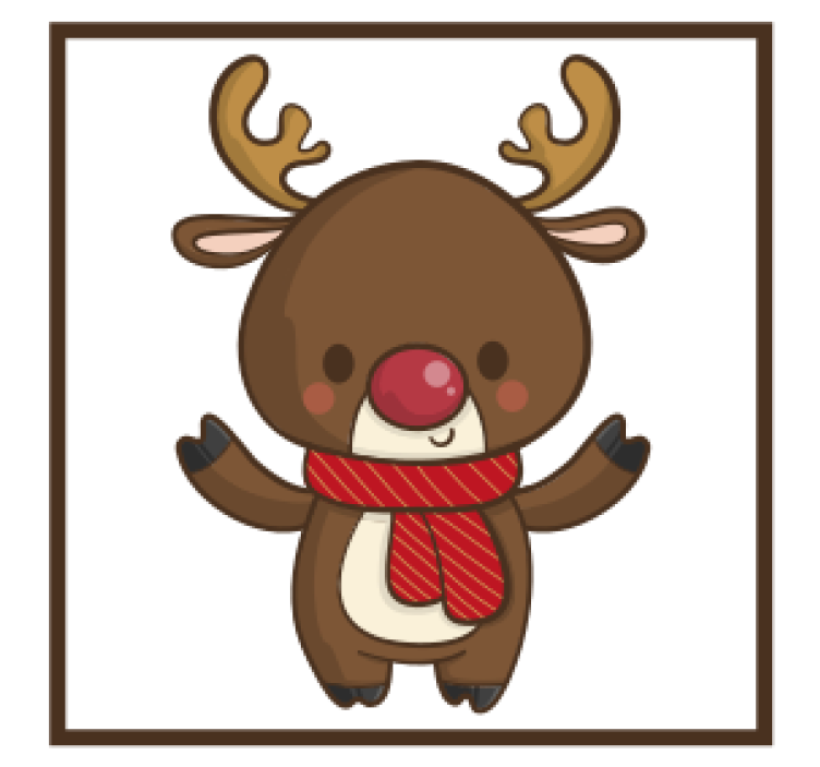 Christmas coaster cheerful reindeer with scarf - TenStickers