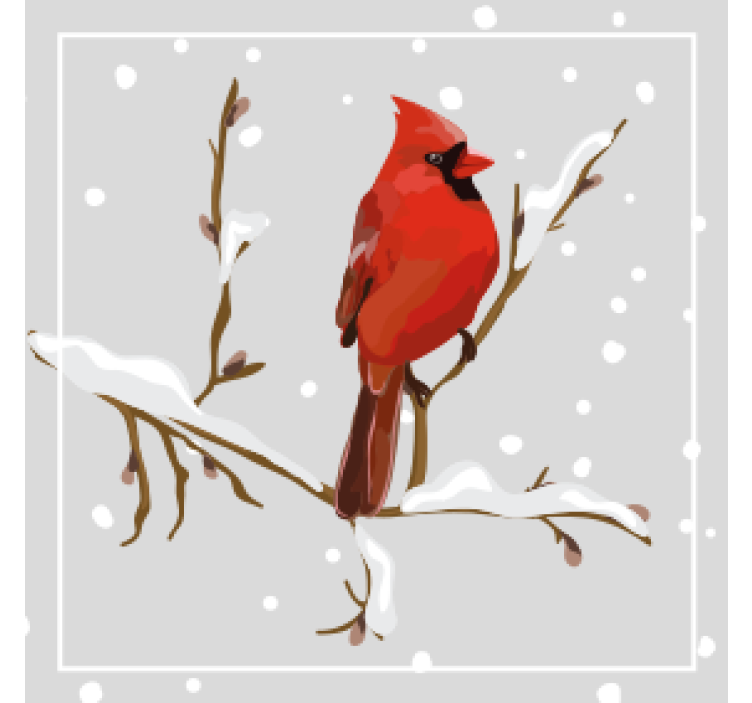 Christmas coaster cardinal on snowy branch - TenStickers