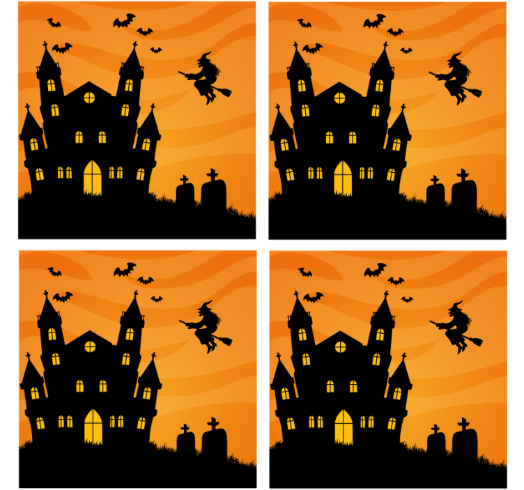 Halloween coaster haunted house silhouette - TenStickers