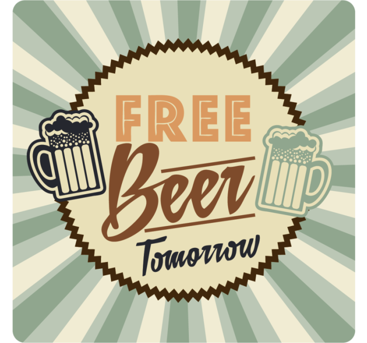 Beer mats retro free beer announcement - TenStickers