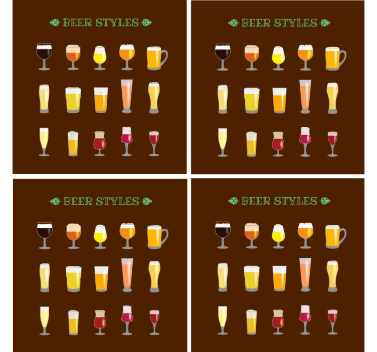 Beer mats variety of beer glasses - TenStickers