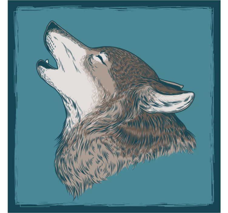 Geek coasters howling wolf design - TenStickers