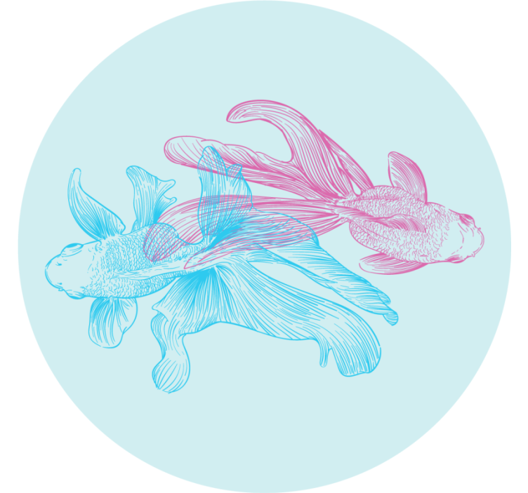 Geek coasters with dual-colored fish designs - TenStickers