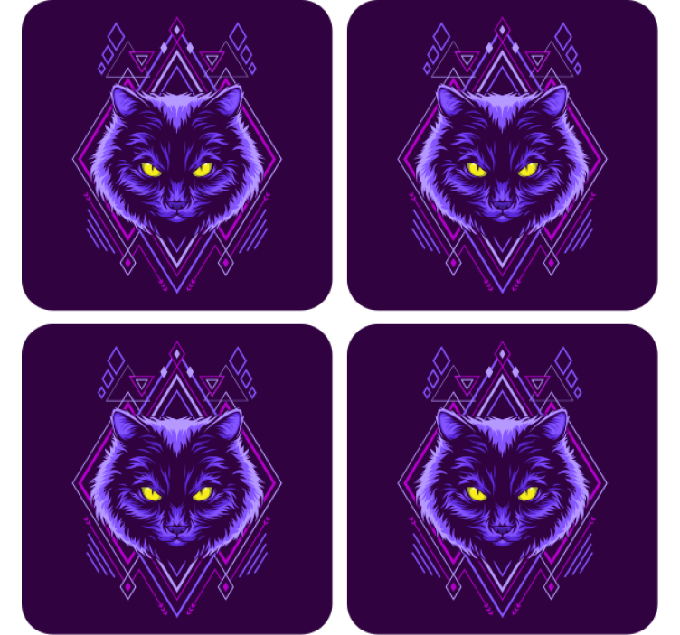 Geek coasters sleek cat design - TenStickers