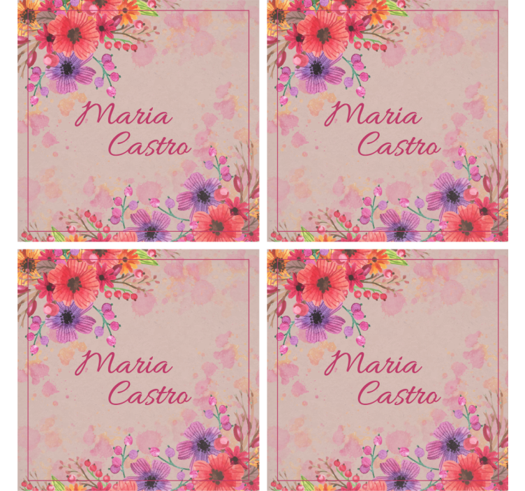 Personalised coasters with floral designs - TenStickers