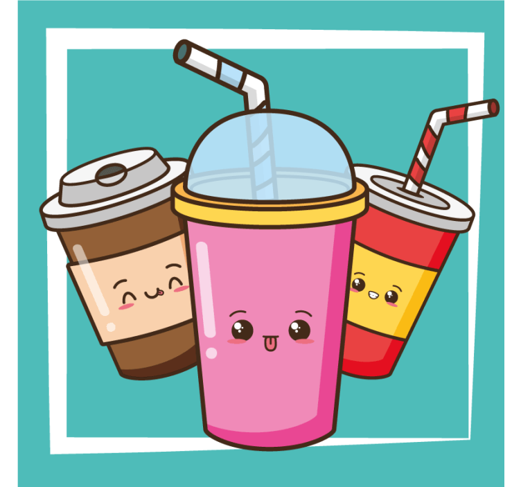 Geek coasters with fun drink characters - TenStickers