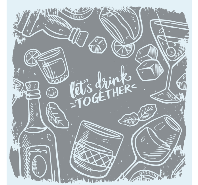 Let's drink together text coasters - TenStickers