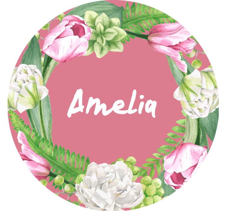 Personalised coasters floral pink wreath - TenStickers