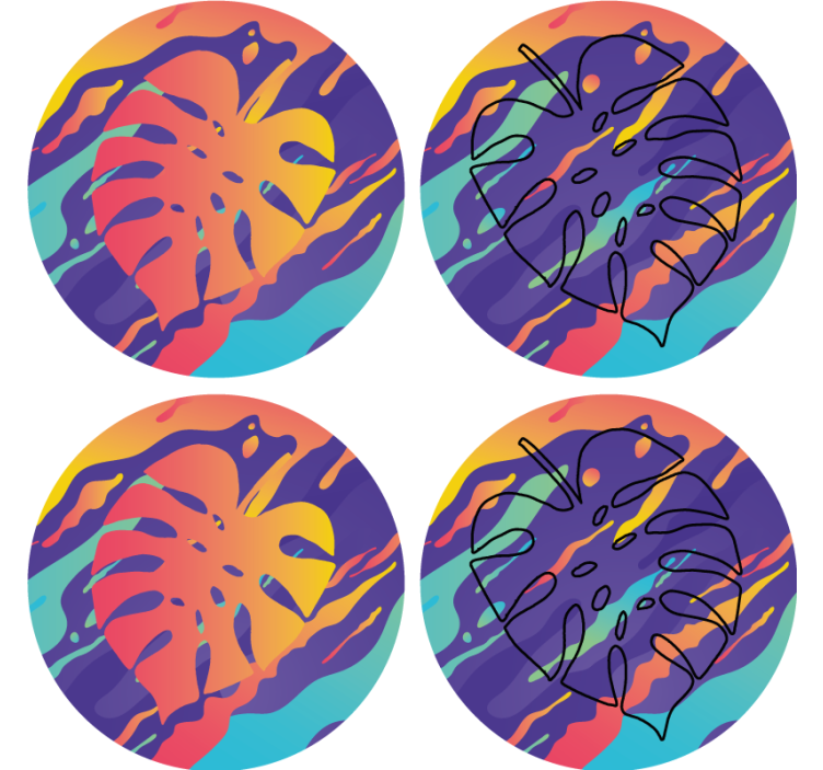 Texture coasters with colorful leaf designs - TenStickers
