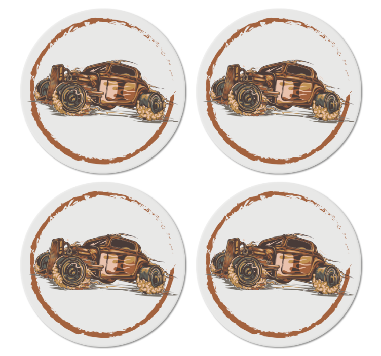 Vintage coasters classic race car artwork - TenStickers