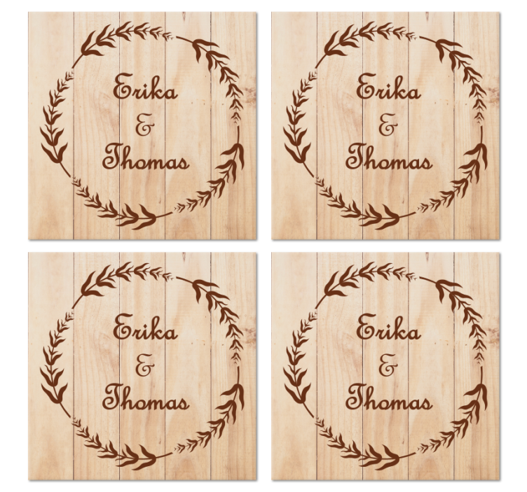 Wood olive branch wedding coaster - TenStickers