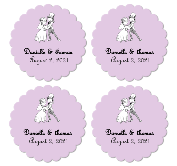 Fiancess kissing with hearts wedding coaster - TenStickers