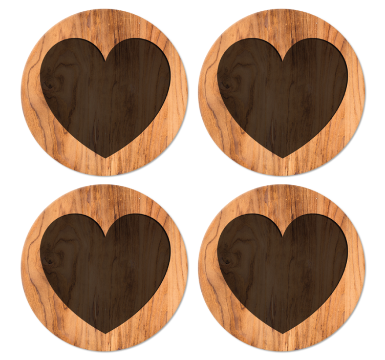 Heart with wooden texture coaster - TenStickers