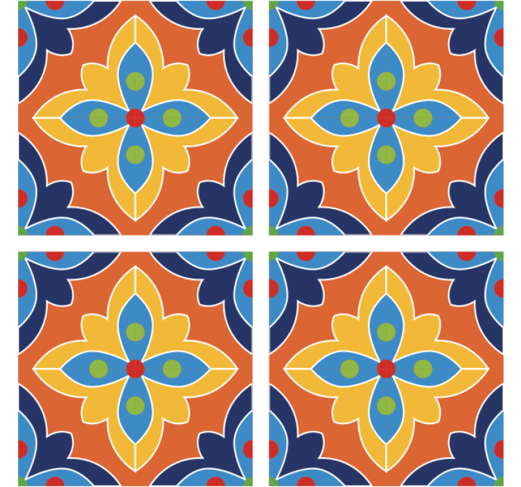 Texture coasters with lively floral artwork - TenStickers