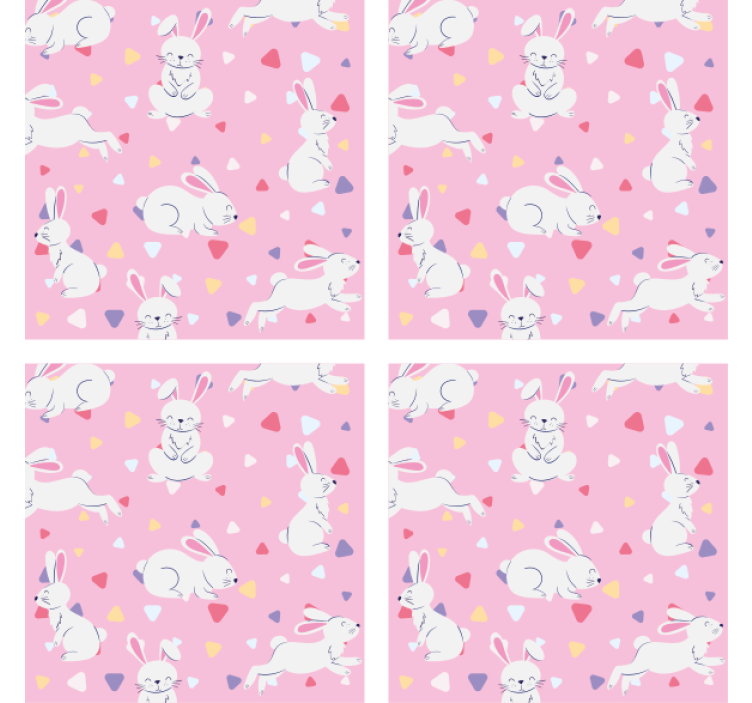 Personalised coasters with playful bunny patterns - TenStickers