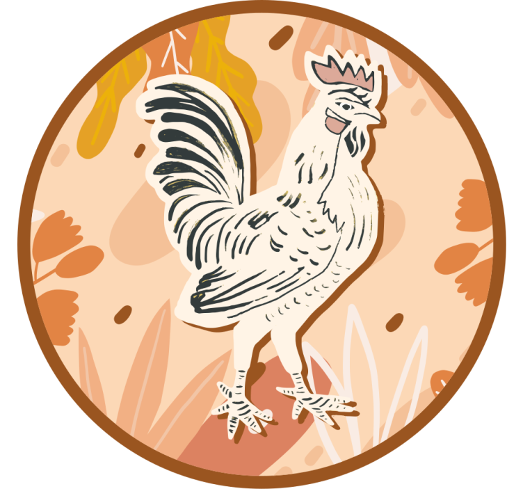 Geek coasters stylized rooster artwork - TenStickers