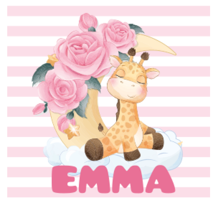 Personalised coasters giraffe with floral crescent - TenStickers