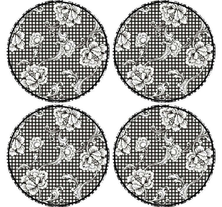 Vintage gingham pattern vintage coaster - TenStickers