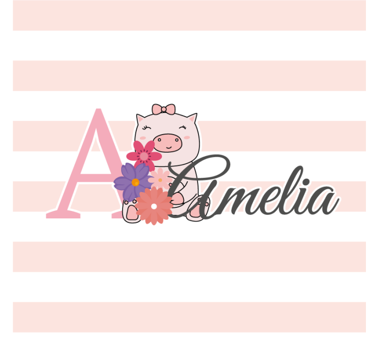 Personalised coasters playful piglet with flowers - TenStickers