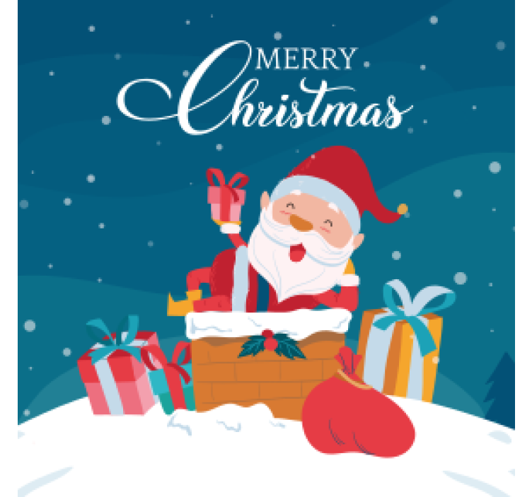 Christmas coaster santa claus with gifts - TenStickers