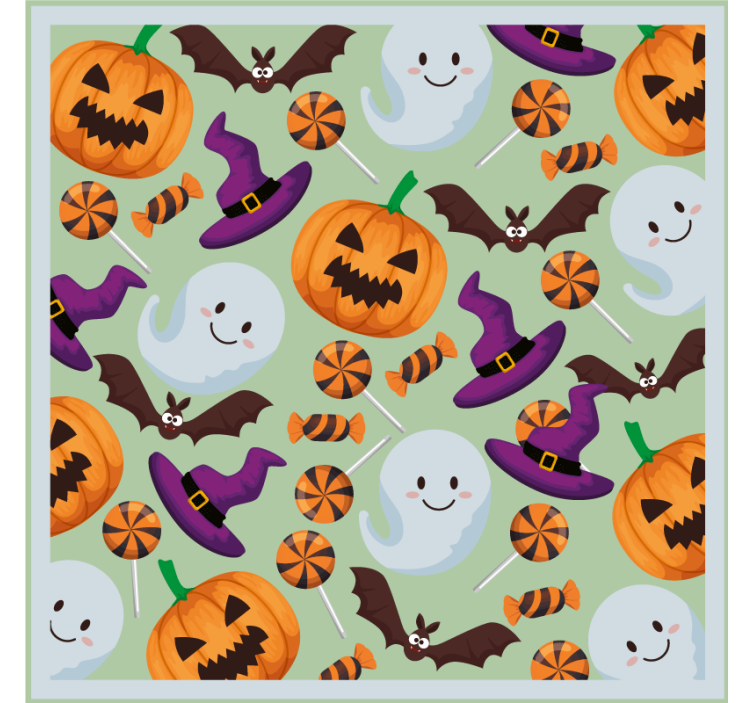 Halloween coaster with pumpkins and ghosts design - TenStickers